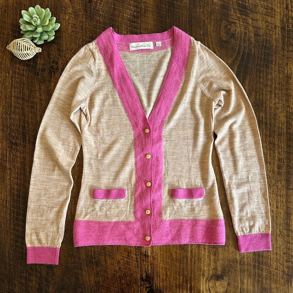 Anthropologie Charlie & Robin | 100% Wool V-Neck Button Down Cardigan, Size S